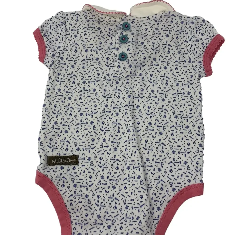 Matilda Jane Baby Girl Crafty Collared Romper 6-12 Months Peter Pan Collar